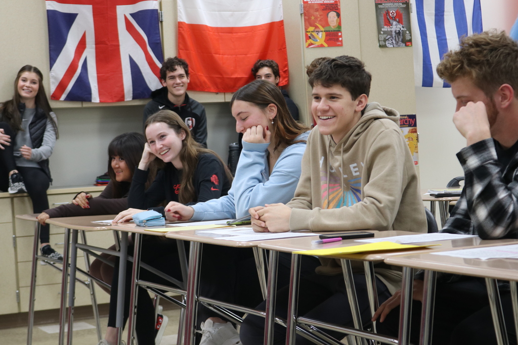 AP students practice for Meet the Candidates.