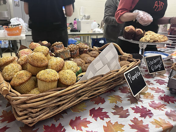 A basket of muffins.
