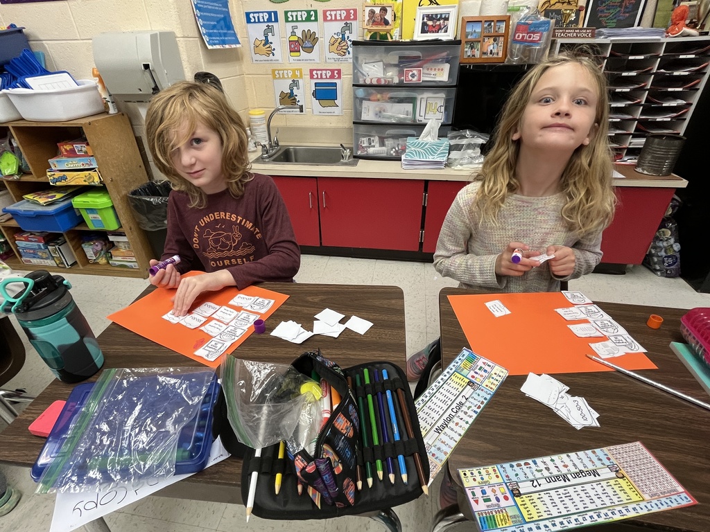 Students work on math stations.