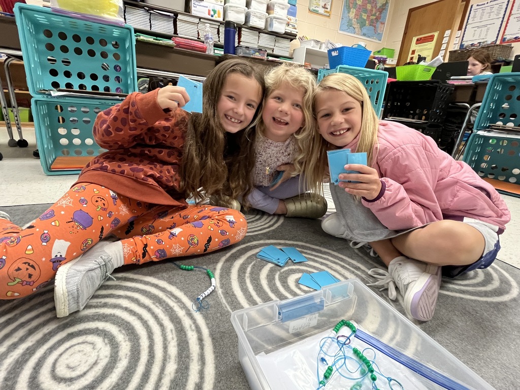 Students work on math stations.