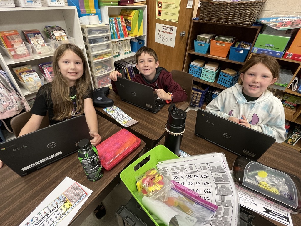 Students work on math stations.