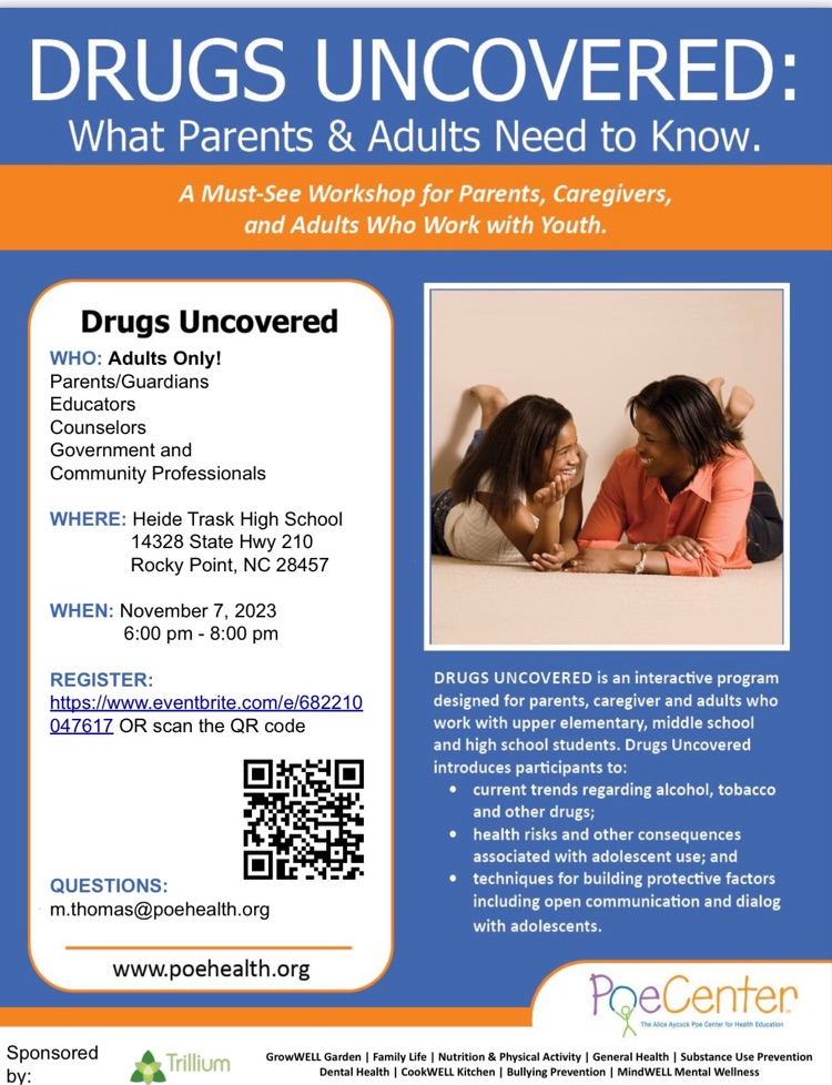 4th-12th grade parents, please check out the following opportunities (2 dates, 2 locations). Adults only please.