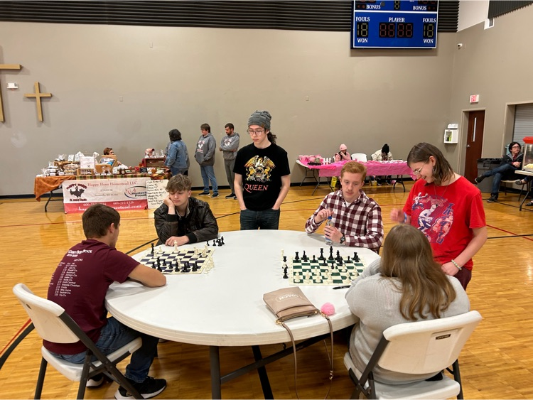 chess at the fundraiser getting some practice