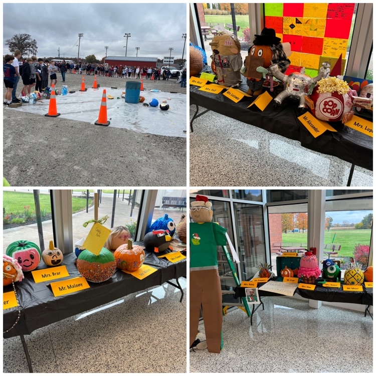 photo collage of pumpkin drop activities