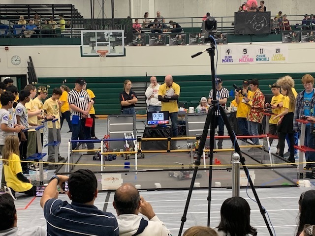 Robots perform in a meet