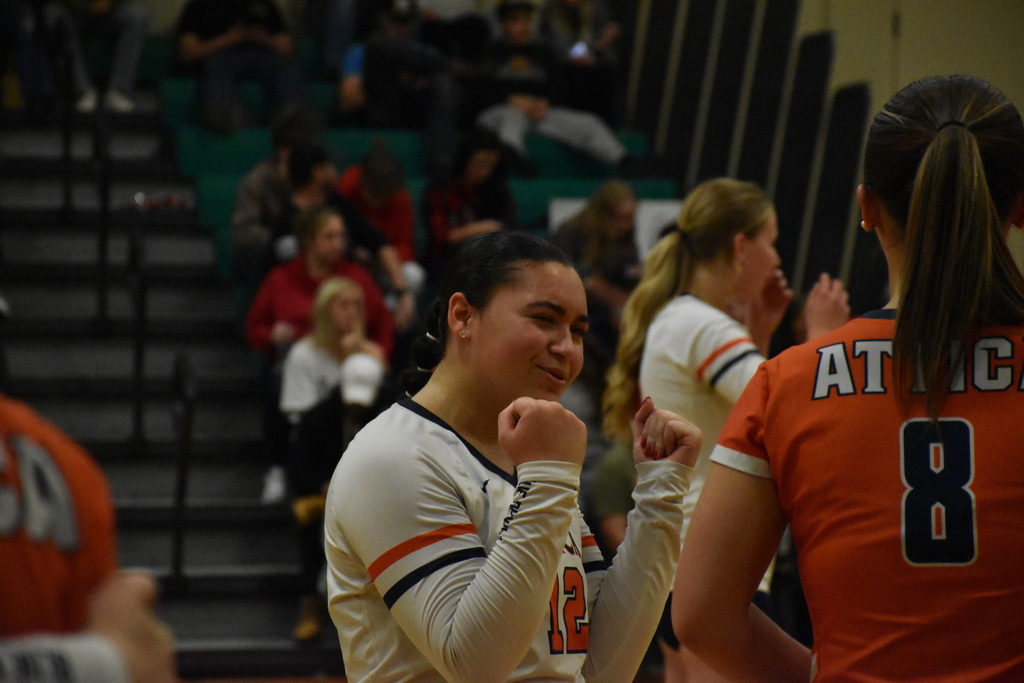Attica volleyball players are pictured during their four-set win over Le Roy in the Section V Class C1 Championship Friday, Nov. 3, in Avon.