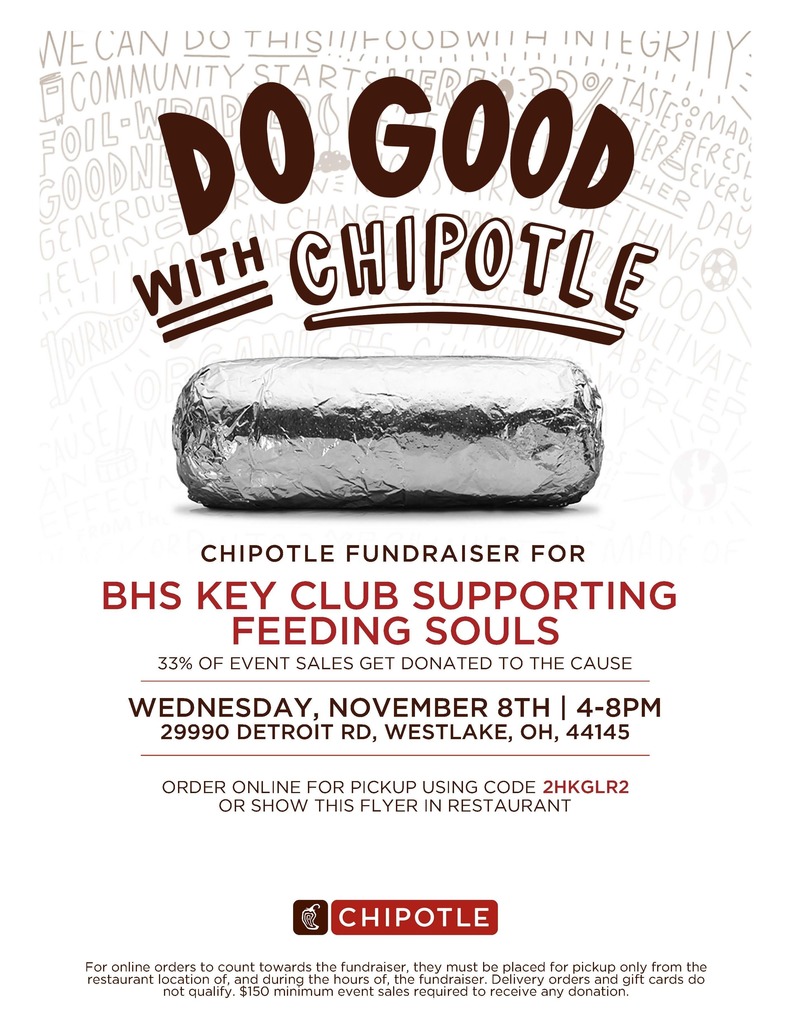 Key Club Chipotle Fundraiser Flyer for Nov. 8, 2023