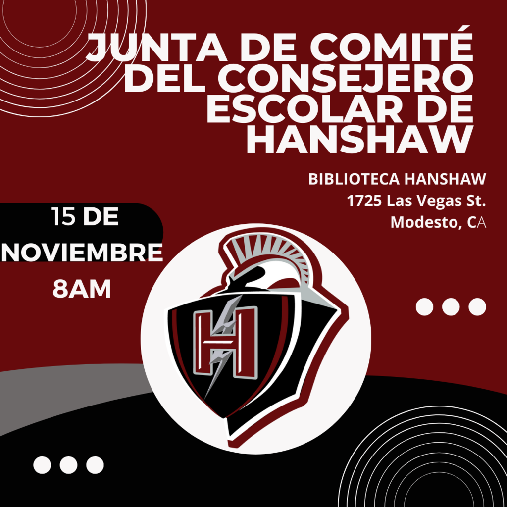 Spanish pos for Hanshaw's School Site Council Meeting on November 15th at 8am