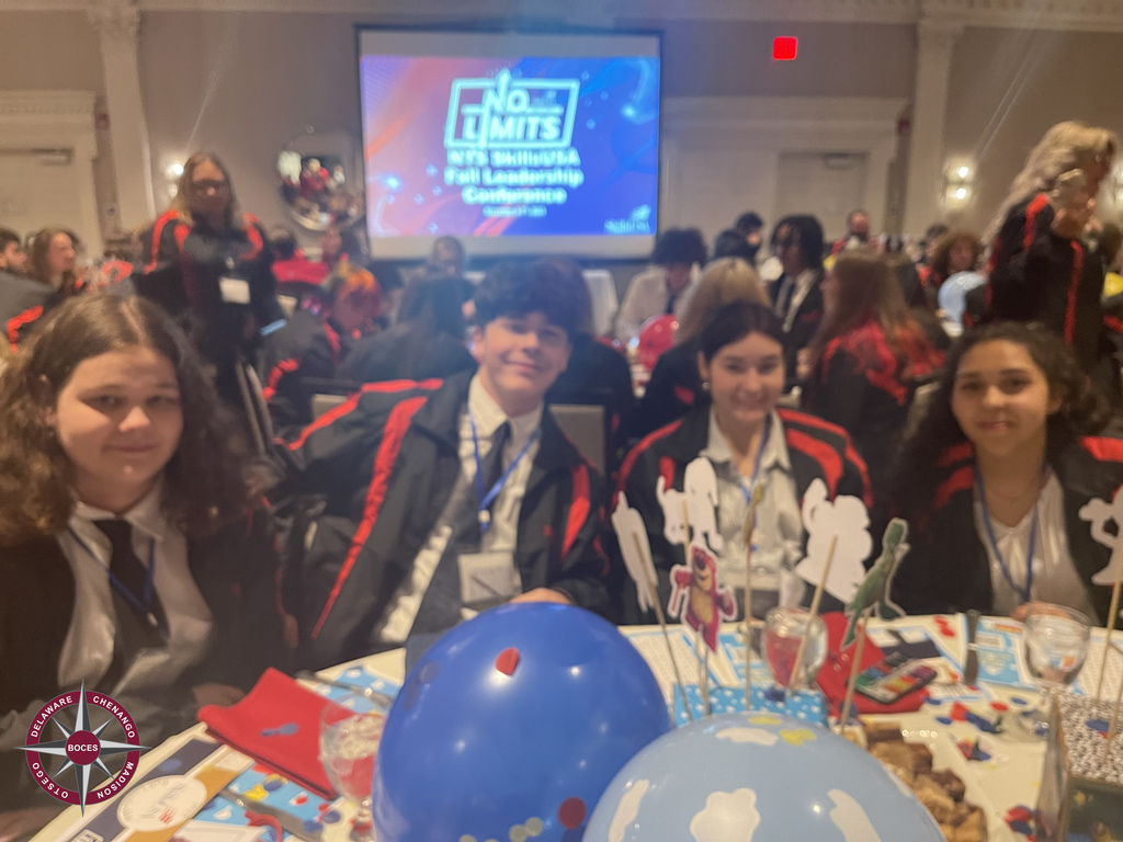 Pictured left to right are Lucas Driscoll, Culinary, Greene; Aden Pierce, Welding, Unadilla Valley; Justina Parsons, Welding, Greene; Morgan Quarella, Culinary, Greene.