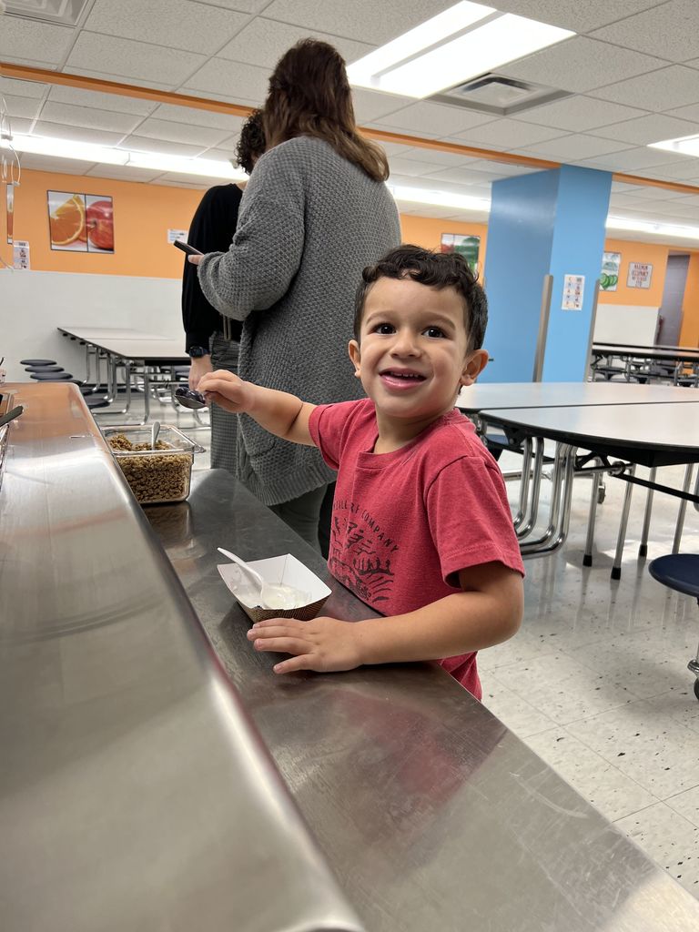 Attica Elementary School students are pictured during the yogurt parfait taste testing event Monday, Nov. 6.
