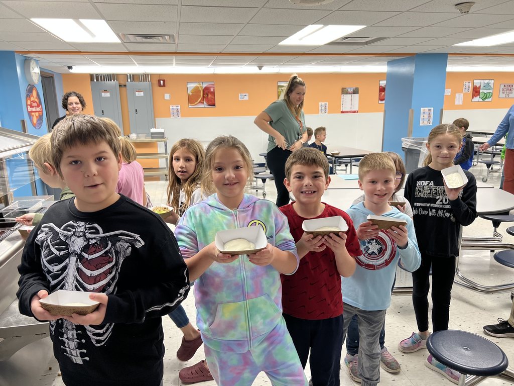 Attica Elementary School students are pictured during the yogurt parfait taste testing event Monday, Nov. 6.