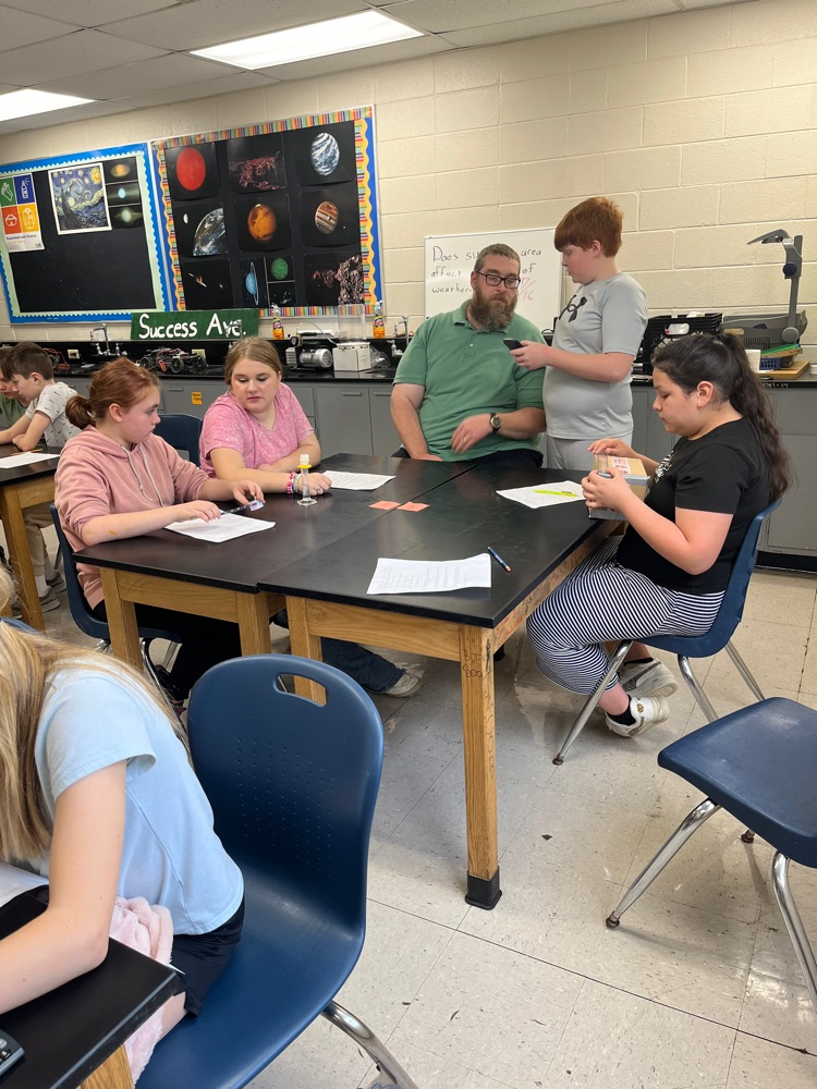 6th grade students in Mr. Lewis' classroom were actively engaged in identifying the differences between physical and chemical changes through lab, rotation experiments. 