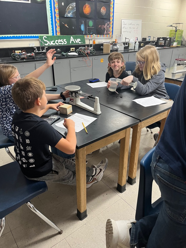 6th grade students in Mr. Lewis' classroom were actively engaged in identifying the differences between physical and chemical changes through lab, rotation experiments. 