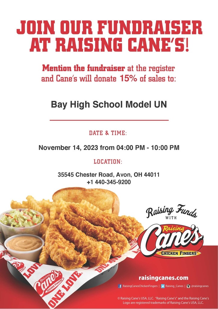 Cane's Model UN Fundraiser Flyer