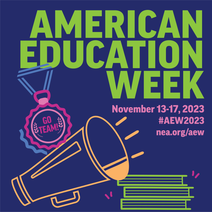 megaphone shouting american education week