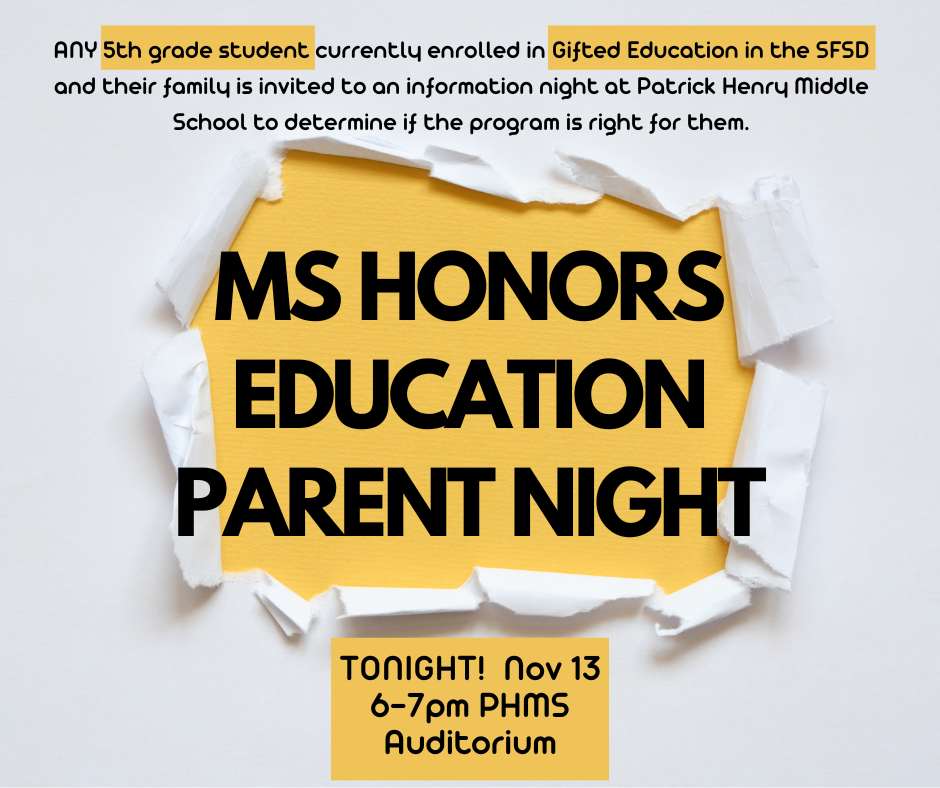 Middle School Honors Parent Night