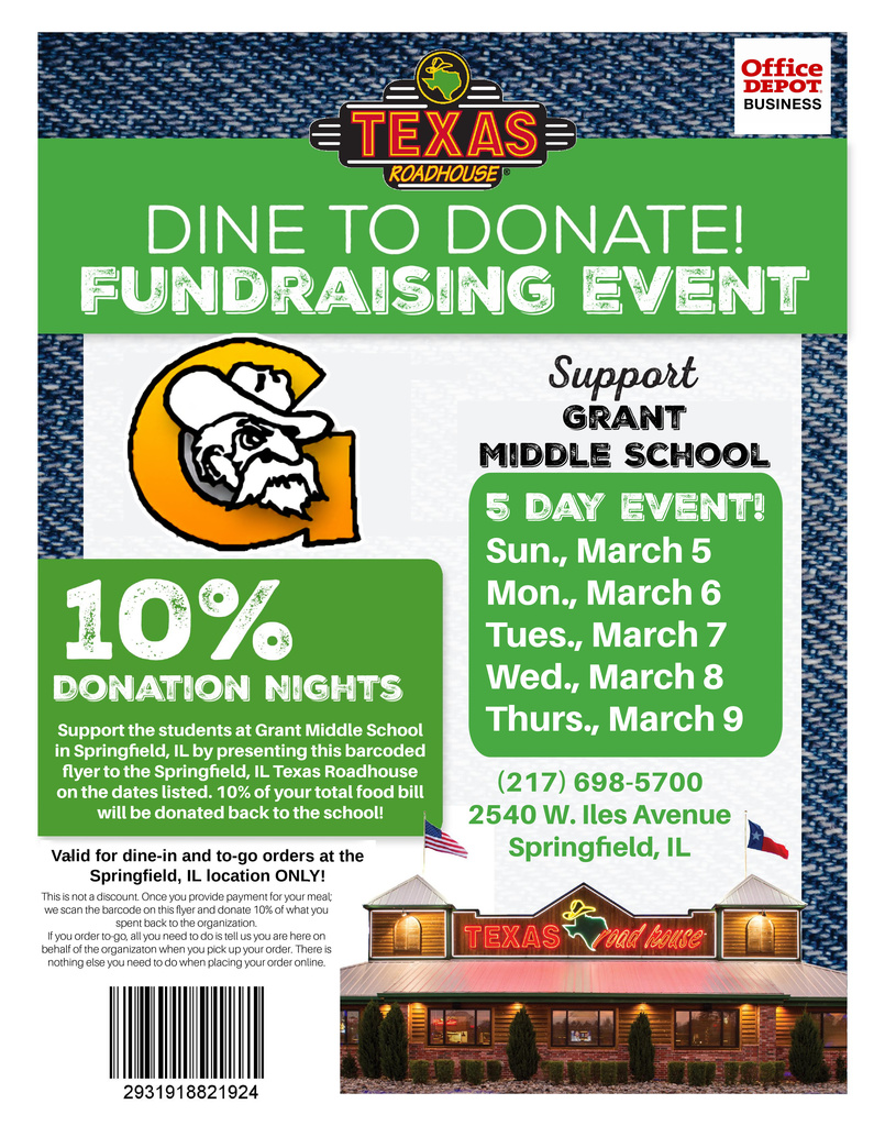 Please support our school with the Dine to Donate Fundraiser. The order forms are due Nov. 27th. For every $30 a person spends, they will receive a $5 bonus card. Gift cards will be ordered and returned to you later than Thursday, Dec. 14th. This money goes towards celebrating our students.