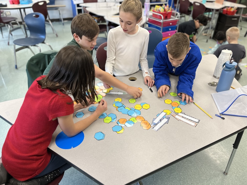 Students use Hexagonal Thinking Maps in ELA class to discuss a novel they were reading