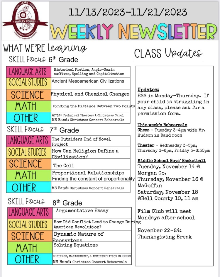 OCMS Weekly Newsletter