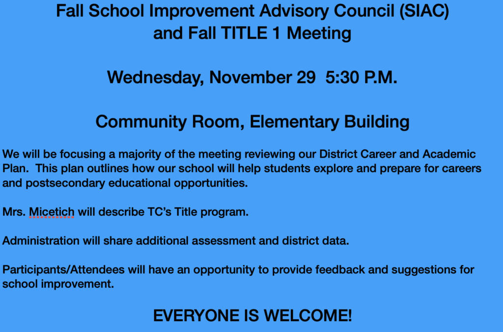 Fall School Meetings