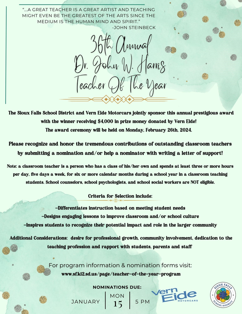 Teacher of the Year Nomination poster