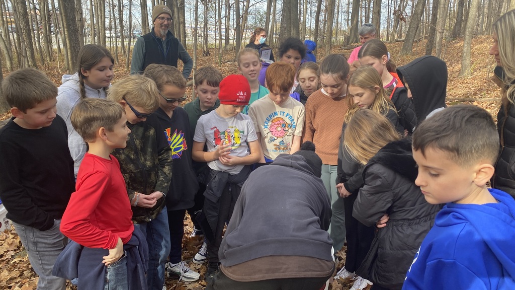 students in woods