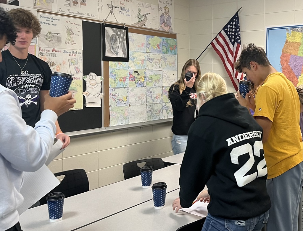 Students participating in the coffee sensory experiment.