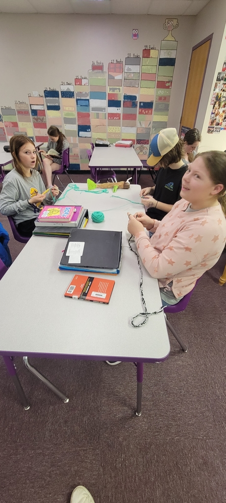 7th graders learning to crochet