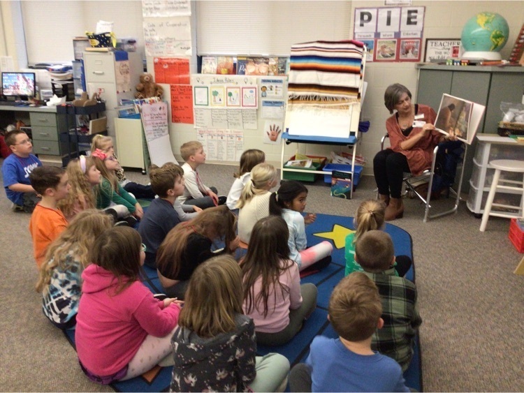 Wells County Public Library reading books and “hand talking” about Native American culture.