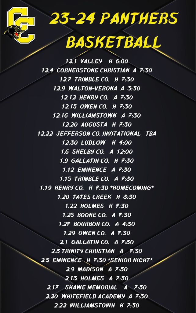 Basketball schedule