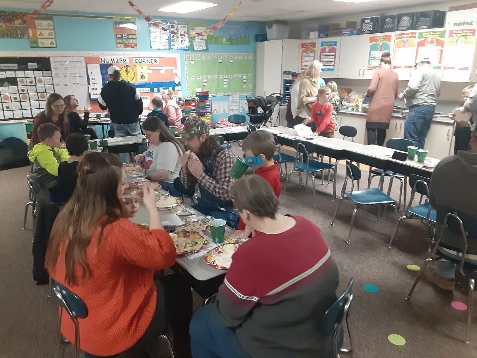 Families sharing a meal