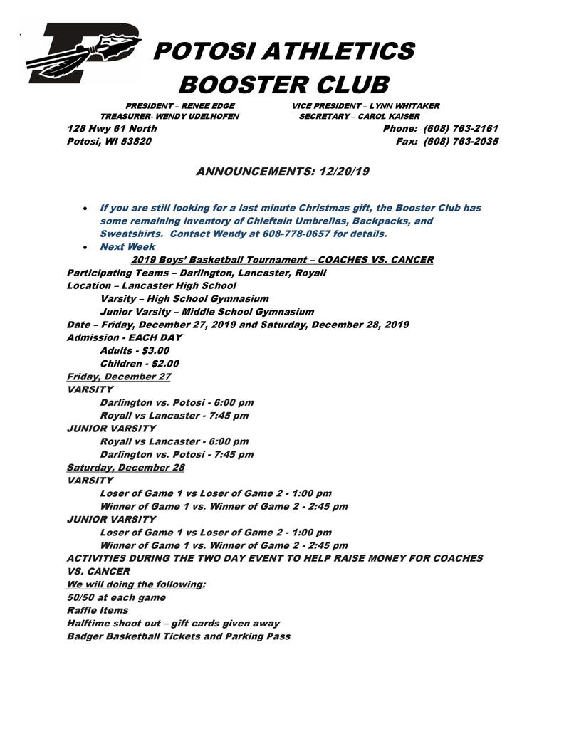 Coaches vs. Cancer Schedule