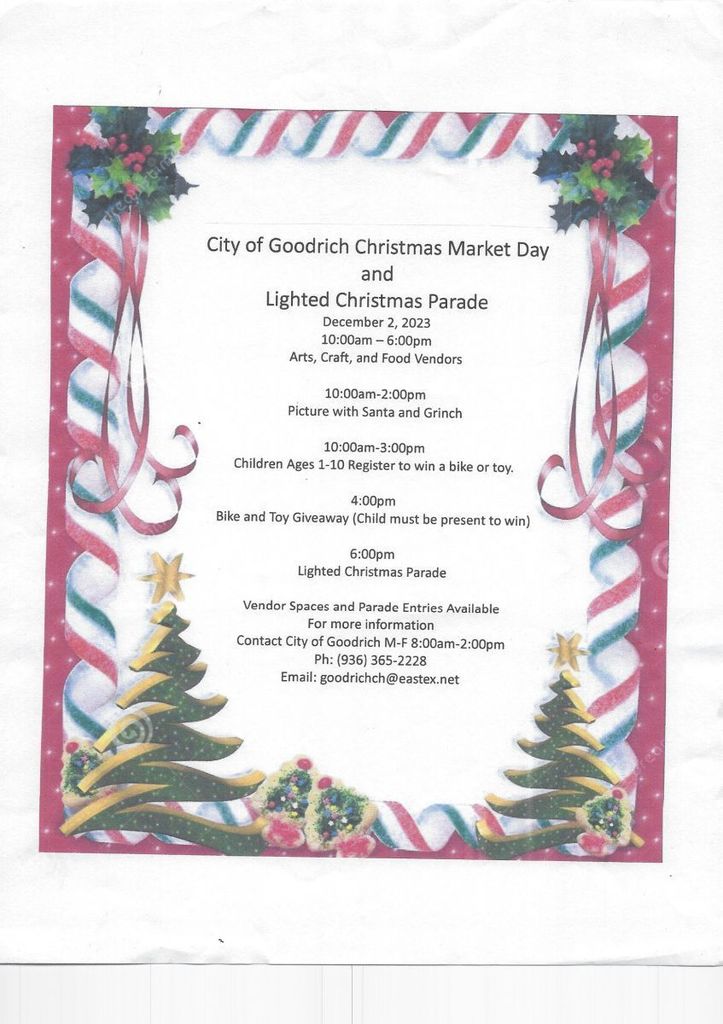 2023 Goodrich TX Christmas parade info