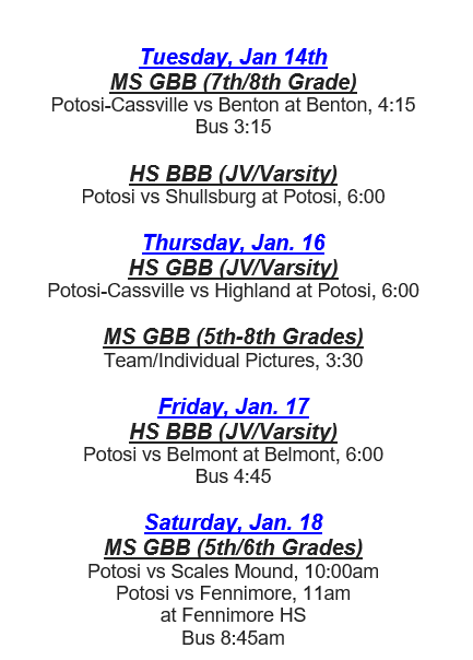 Activities Week of Jan 13