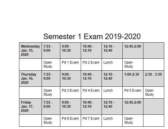 Exam Schedule