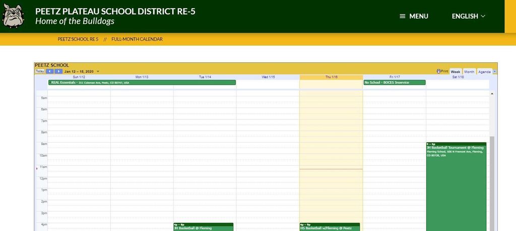 Website calendar picture