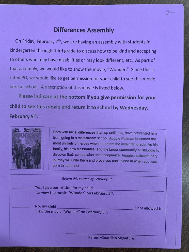 Please return the permission slip by February 5th!