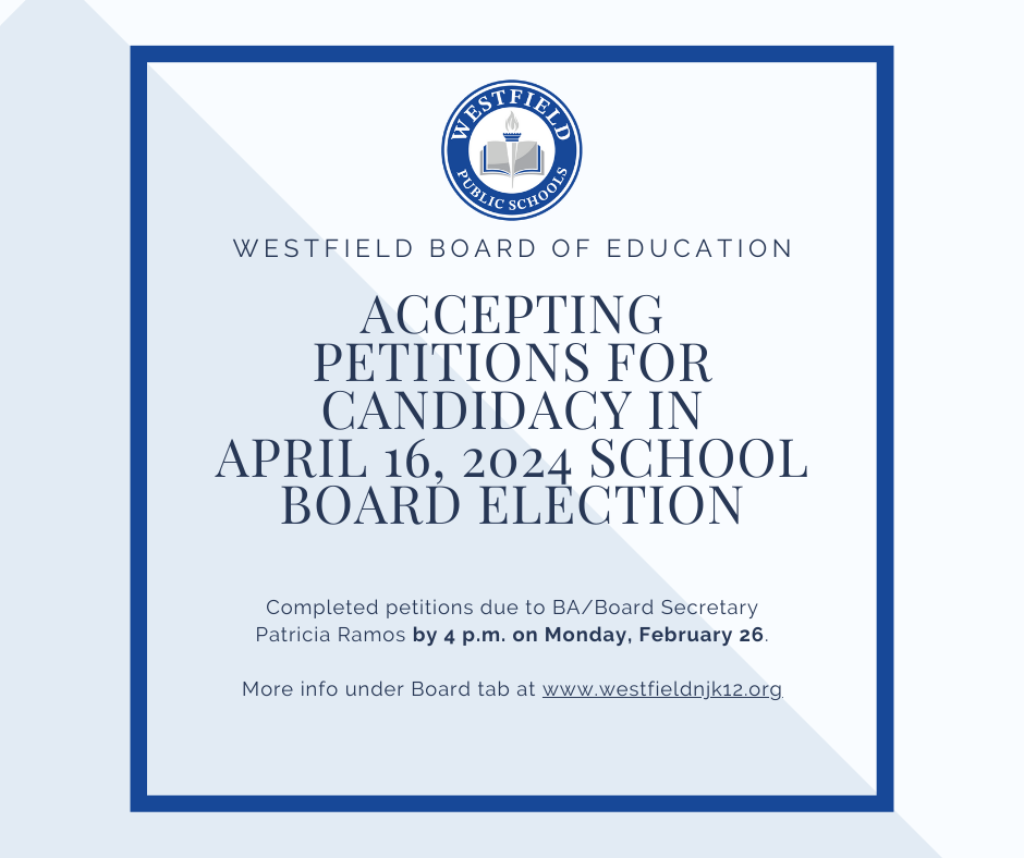 Graphic noting accepting petitions for candidacy in school board election