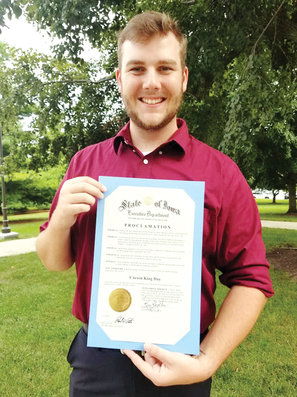 King displays Carson King Day proclamation