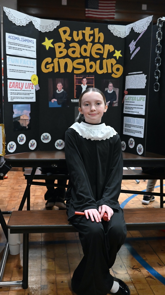 5th grade student as Ruth Bader Ginsburg during the Wax Museum 