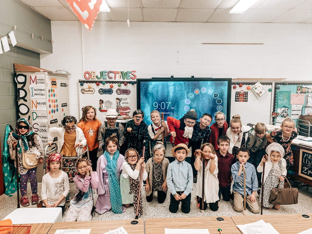 AP 2nd graders are enjoying the 100th day of school by dressing like they are 100 years old!!