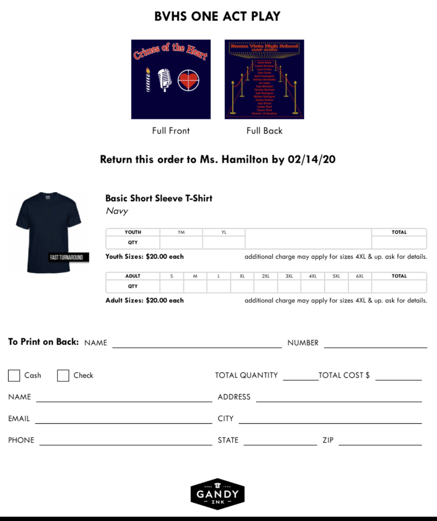 Thank you for supporting BV High School One Act Play 