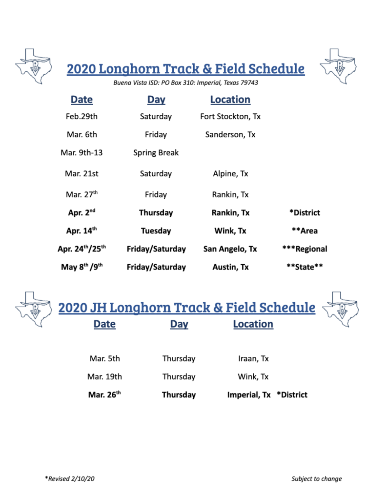 Track Schedule