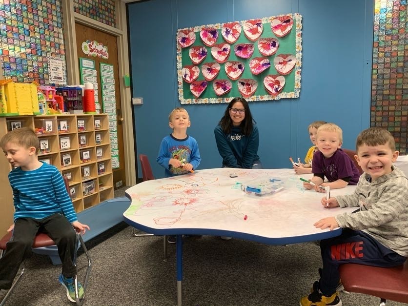 Kids drawing with expo