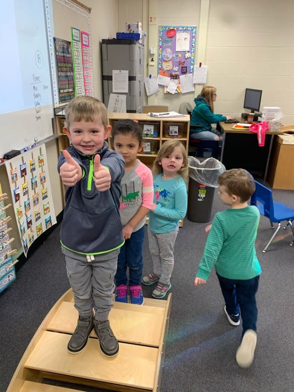 playing on the steps