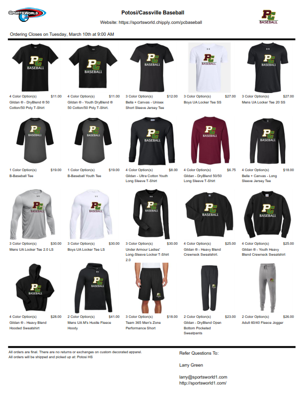 Potosi Baseball - Flyer Page 1