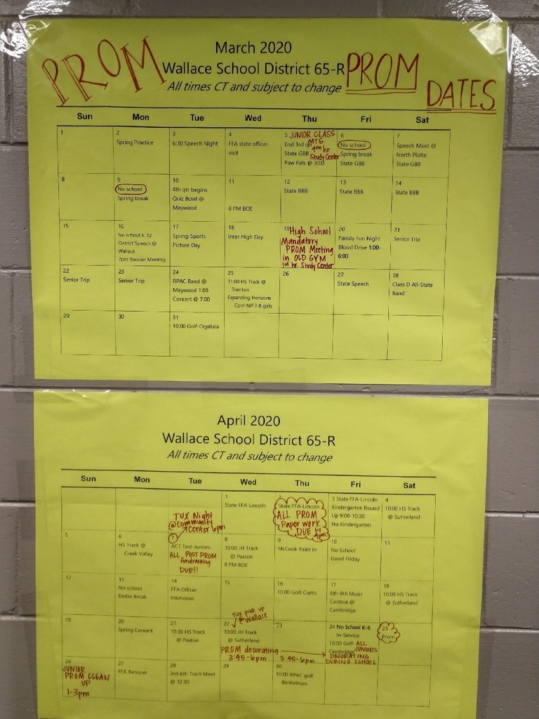 March and April Prom Activity Calendars