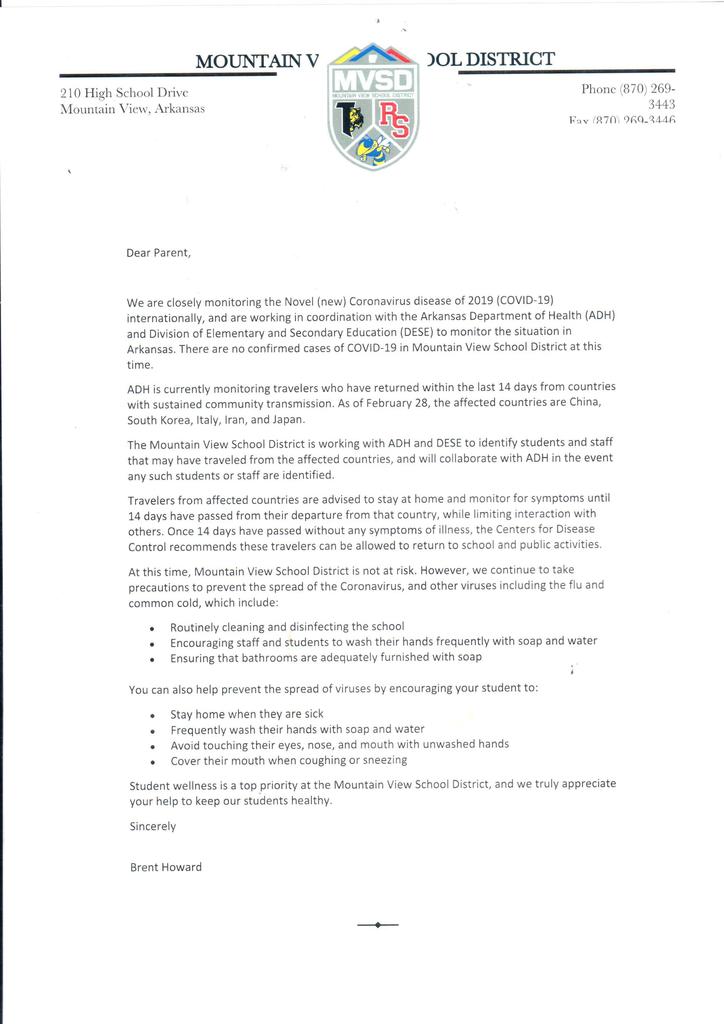 letter from Mr. Howard