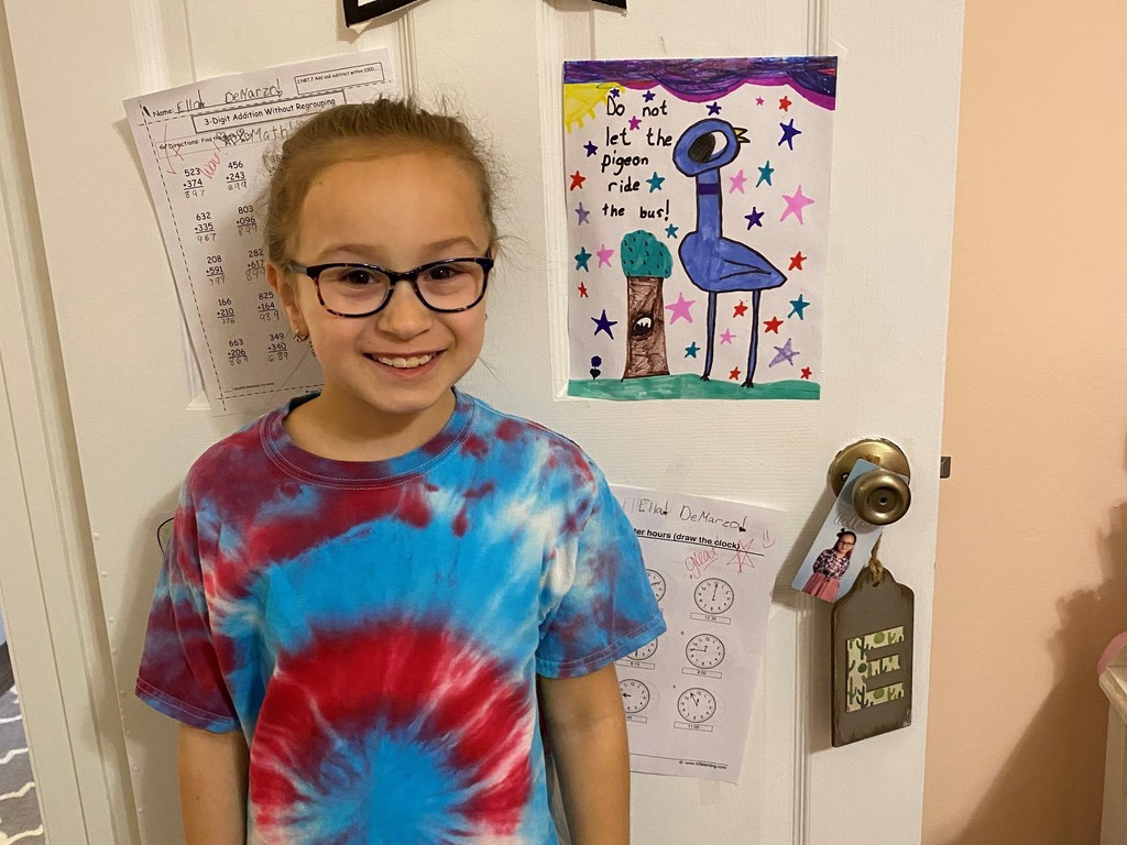 Ella creating Mo Willems art