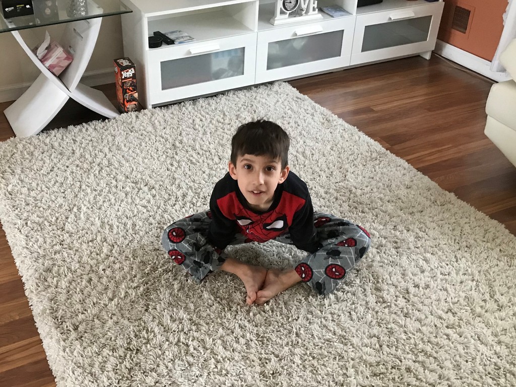 Max doing gym stretches